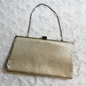 Vintage Gold Shimmer Clutch with Chain Handle